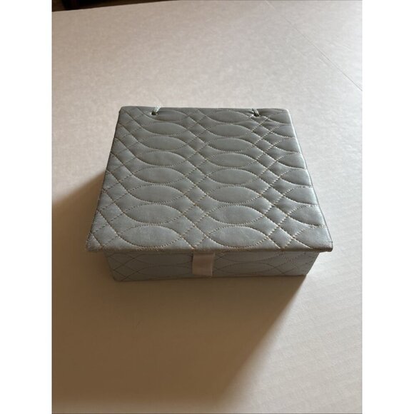 Vintage Blue Scarf Box And Vintage Scarves Ann Klein Silk Black Lace - Picture 13 of 13